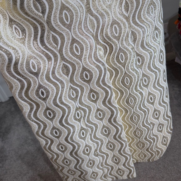 Tory Burch Shiny Gold Metallic Lume Ivory Silk Sleeveless Shift Dress. - Picture 12 of 12